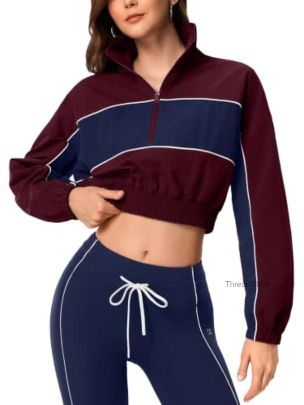 INNO MINT Half Zip Cropped Pullover Windbreaker Nylon Women's Athletic Jacket